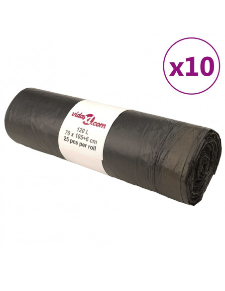 Sacchetti per Cestini con Coulisse 250 pz Neri 120 L