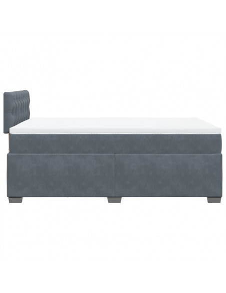 Giroletto a Molle con Materasso Grigio Scuro 120x200 cm Velluto