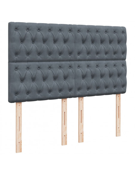Giroletto a Molle con Materasso Grigio Scuro 160x200 cm Velluto