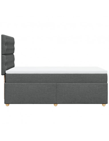 Giroletto a Molle con Materasso Grigio Scuro 100x200 cm Tessuto