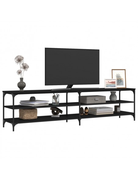 Mobile Porta TV Nero 200x30x50cm in Legno Multistrato e Metallo