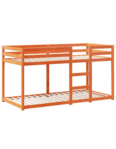 Letto a Castello con Tetto Cera 80x200 cm Legno Massello Pino