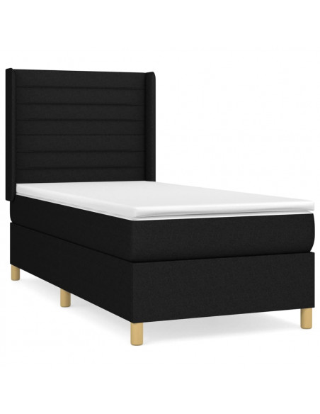 Giroletto a Molle con Materasso Nero 90x190 cm in Tessuto