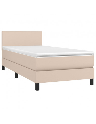Giroletto Molle Materasso e LED Cappuccino 80x200 cm Similpelle