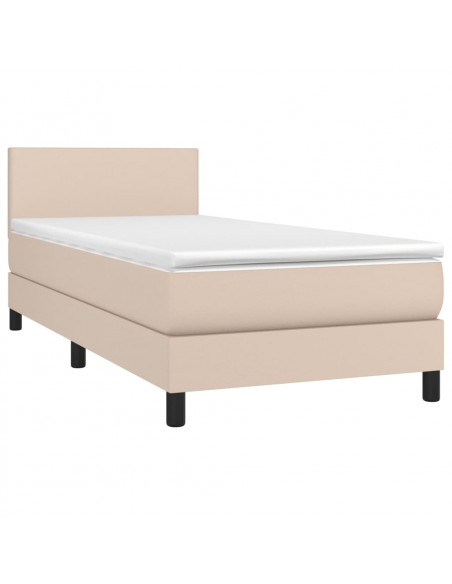 Giroletto Molle Materasso e LED Cappuccino 80x200 cm Similpelle