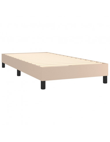 Giroletto Molle Materasso e LED Cappuccino 80x200 cm Similpelle