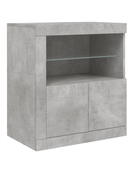 Credenza con Luci LED Grigio Cemento 181,5x37x67 cm