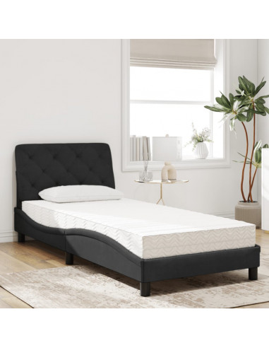 Letto con Materasso Nero 90x190 cm in Velluto