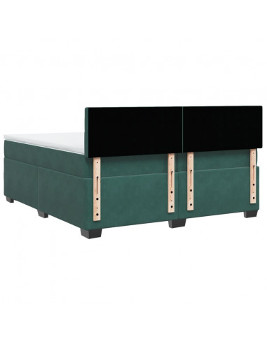 Giroletto a Molle con Materasso Verde Scuro 200x200 cm Velluto