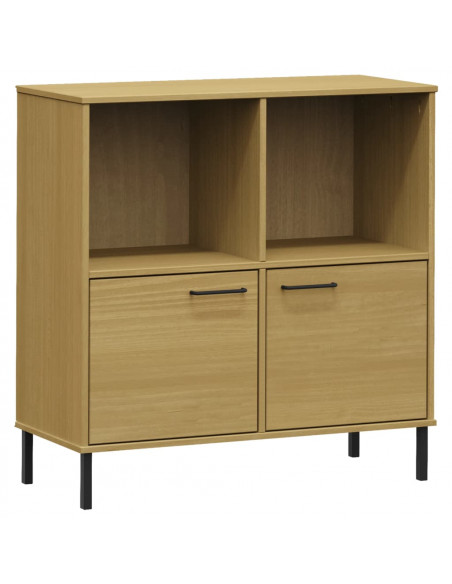 Libreria con Gambe Metallo Marrone 90x35x90,5 cm Massello OSLO