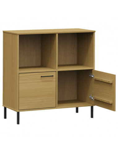 Libreria con Gambe Metallo Marrone 90x35x90,5 cm Massello OSLO
