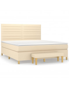 Giroletto a Molle con Materasso Crema 180x200 cm in Tessuto 2