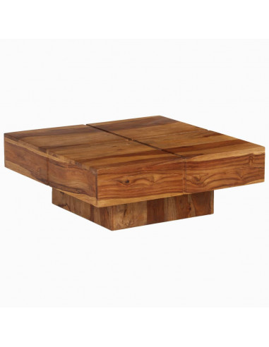 Tavolino da Salotto 80x80x30 cm in Legno Massello di Acacia