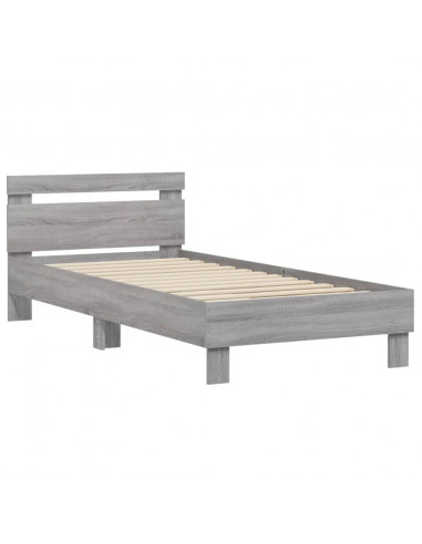 Giroletto con Testiera Grigio Sonoma 90x200cm Legno Multistrato