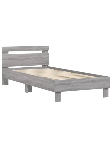 Giroletto con Testiera Grigio Sonoma 90x200cm Legno Multistrato