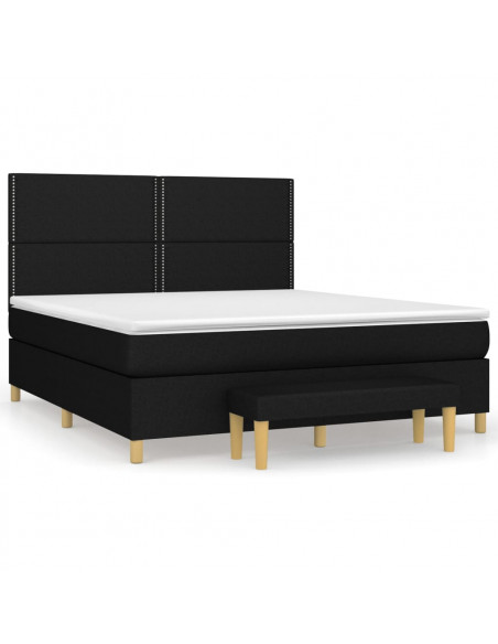 Giroletto a Molle con Materasso Nero 180x200 cm in Tessuto