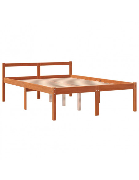 Letto per Anziani Marrone Cera 140x200cm Legno Massello di Pino