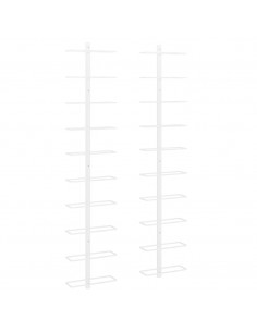 Portavini da Parete per 10 Bottiglie 2 pz Bianco in Metallo 2