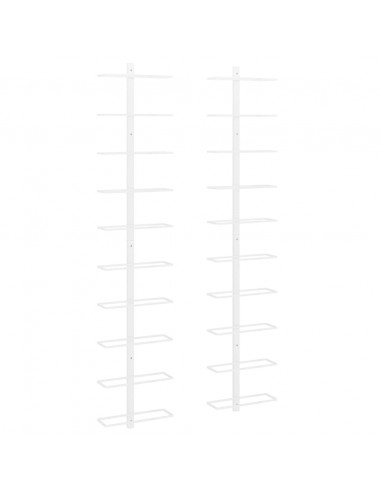 Portavini da Parete per 10 Bottiglie 2 pz Bianco in Metallo