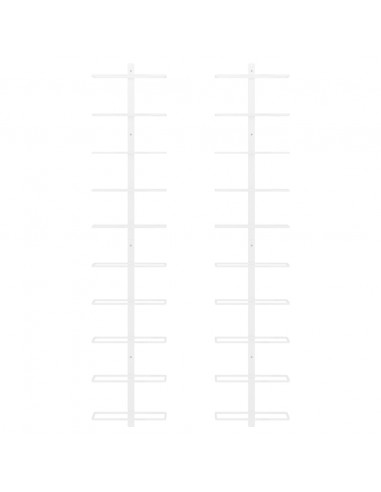 Portavini da Parete per 10 Bottiglie 2 pz Bianco in Metallo