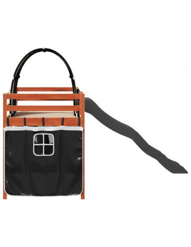 Letto a Soppalco con Tunnel Bambini Bianco e Nero 80x200cm Pino