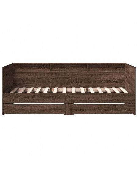 Divano Letto con Cassetti Rovere Marrone 75x190 cm Multistrato
