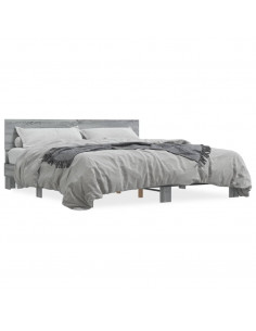 Giroletto Grigio Sonoma 180x200 cm in Legno Multistrato Metallo 2