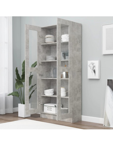 Armadietto Vetrina Grigio Cemento 82,5x30,5x185,5cm Multistrato