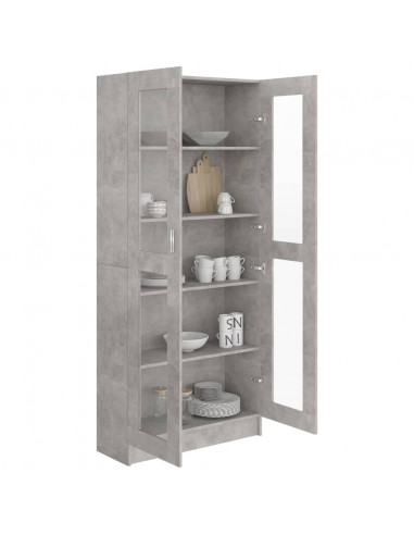 Armadietto Vetrina Grigio Cemento 82,5x30,5x185,5cm Multistrato