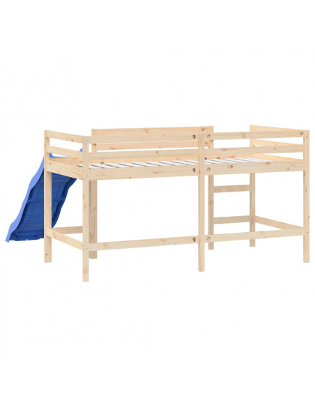 Letto Soppalco con Scivolo Bambini 80x200cm Legno Massello Pino