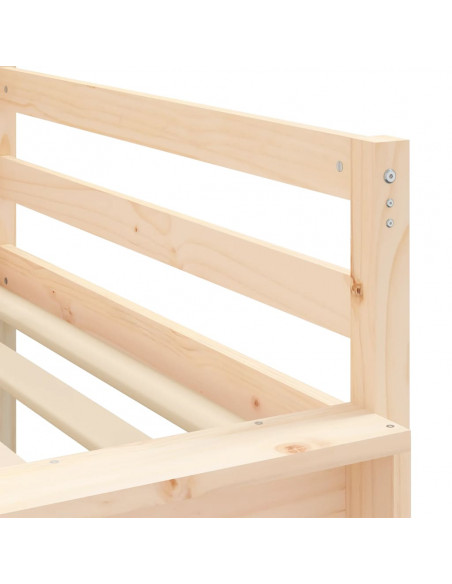 Letto Soppalco con Scivolo Bambini 80x200cm Legno Massello Pino