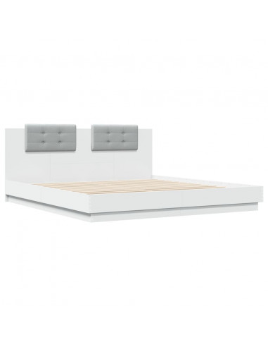 Giroletto con Testiera Bianco 160x200 cm in Legno Multistrato