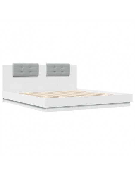 Giroletto con Testiera Bianco 160x200 cm in Legno Multistrato
