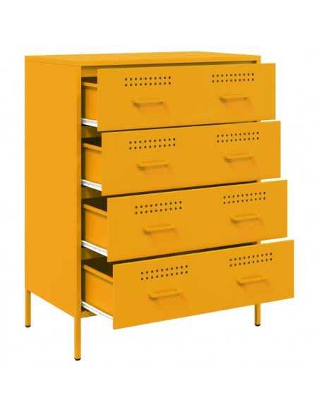 Credenza Giallo Senape 68x39x89 cm in Acciaio