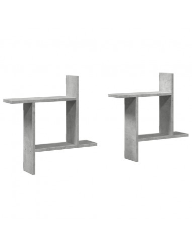 Mensole a Muro 2pz Grigio Cemento 50x12x50 cm in Truciolato