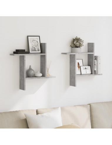 Mensole a Muro 2pz Grigio Cemento 50x12x50 cm in Truciolato