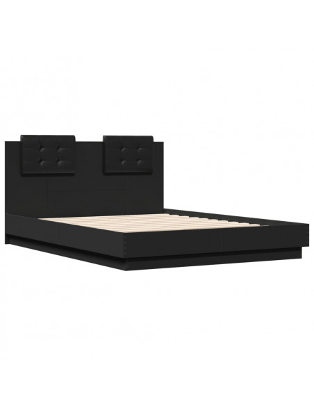 Giroletto con Testiera Nero 120x190 cm in Legno Multistrato