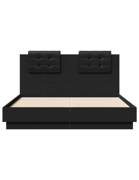 Giroletto con Testiera Nero 120x190 cm in Legno Multistrato