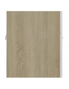 Mobile da Bagno con Lavabo Bianco e Rovere Sonoma in Truciolato 2