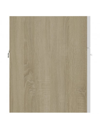 Mobile da Bagno con Lavabo Bianco e Rovere Sonoma in Truciolato