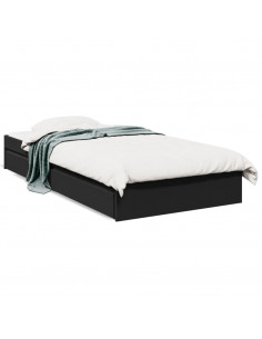 Giroletto con Cassetti Nero 90x190 cm in Legno Multistrato 2