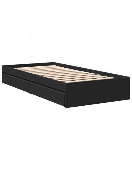 Giroletto con Cassetti Nero 90x190 cm in Legno Multistrato