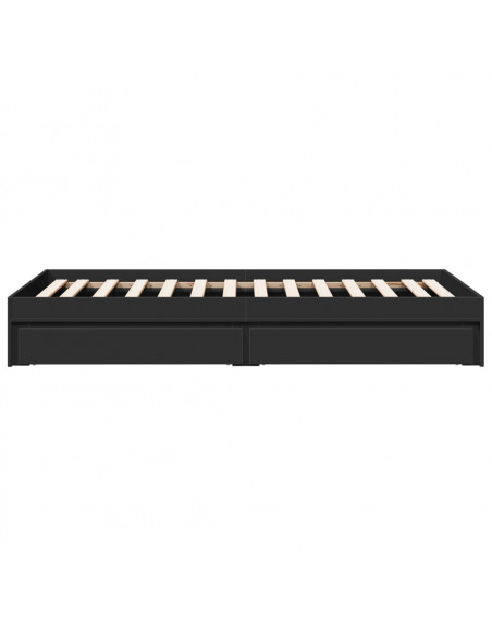 Giroletto con Cassetti Nero 90x190 cm in Legno Multistrato