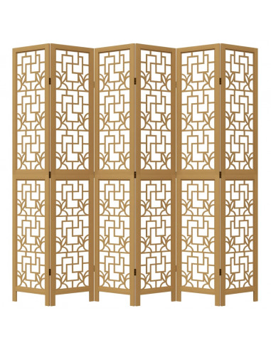 Divisorio Ambienti 6 Pannelli Marrone Legno Massello Paulownia