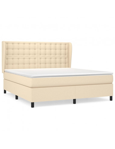 Giroletto a Molle con Materasso Crema 180x200 cm in Tessuto