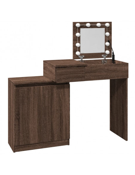 Toeletta con LED Rovere Marrone 115x37x110,5 cm
