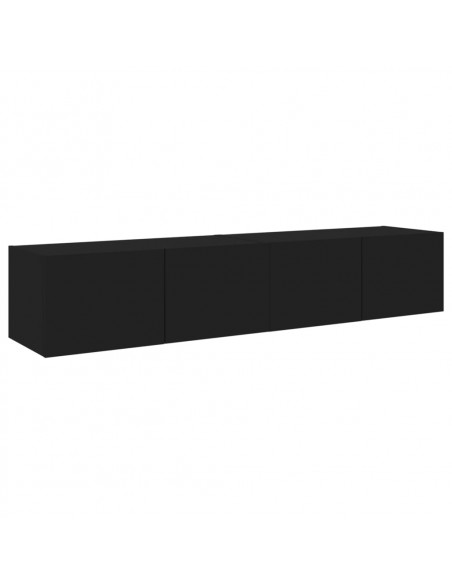 Mobili TV a Parete con Luci LED 2pz Neri 80x35x31 cm