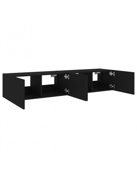 Mobili TV a Parete con Luci LED 2pz Neri 80x35x31 cm