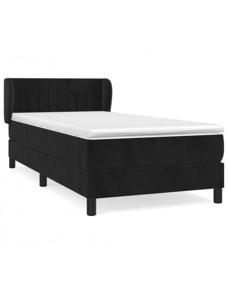 Giroletto a Molle con Materasso Nero 90x200 cm in Velluto