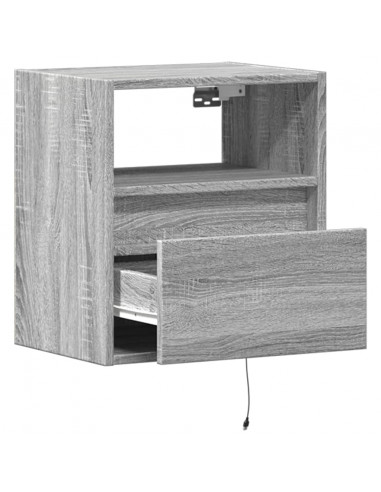 Mobile TV a Parete con Luci LED Grigio Sonoma 41x31x45 cm